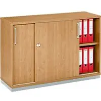 Schäfer Shop TETRIS WOOD schuifdeurkast, 2 OH, incl. stalen sokkel, B 1200 x D 421 x H 800 mm, beuken decor