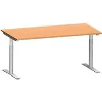 Schäfer Shop bureau MODENA FLEX, T-poot ronde buis, B 1600 x D 800 mm, beuken/wit aluminium
