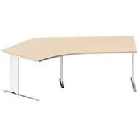 Schäfer Shop hoekbureau PLANOVA BASIC, 135° hoek links, C-poot, B 2165 x D 800/800 x H 717 mm, ahorn/wit + kabelgoot