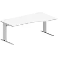 Schäfer Shop Desk PLANOVA BASIC, vrijstaand, aanbouw rechts, C-voet, B 1800 x D 1000/800 x H 717 mm, wit + kabelgoot