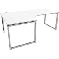 Schäfer Shop MODENA FLEX hoekbureau, 90°, beugelpoot, bevestiging links, B 2000 mm, wit