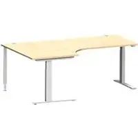 Schäfer Shop hoekbureau MODENA FLEX 90°, C-voet rechthoekige buis, B 2000 mm, bevestiging links, ahorn/wit aluminium