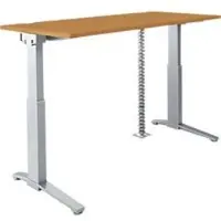 Schäfer Shop bureau ERGOSTYLE S, elektrisch in hoogte verstelbaar, C-voet, B 1600 mm, beuken/aluminium zilver, Memorymaster, kabelslang