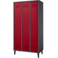 Schäfer Shop Kledingkast met poten, 3 compartimenten, 300 mm vakbreedte, veiligheidsslot, antraciet/rood, met draaislot, antraciet/rubberrood