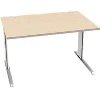 Schäfer Shop Desk PLANOVA BASIC, rechthoekig, C-poot, B 1200 x D 800 x H 717 mm, ahorn/wit + kabelgoot