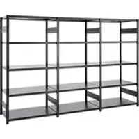 Ordo Insteekstelling Business - stalen - 1 basisrek + 2 aanbouwrekken - modulair - B 3980 x D 535 x H 2500 mm - draagvermogen 1000 kg - 15 legborden - gitzwart RAL 9005