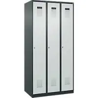 C+P Evolo Plus kledingkast, 3 vakken, rechts scharnierend, cilinderslot, B 900 x D 500 x H 1850 mm, antracietgrijs/lichtgrijs