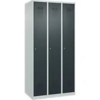 C+P Evolo Plus kledingkast, 3 vakken, rechts scharnierend, cilinderslot, B 900 x D 500 x H 1850 mm, lichtgrijs/antracietgrijs