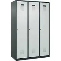 C+P Evolo Plus kledingkast, 3 vakken, 400 mm breed, cilinderslot, soft-close, B 1.200 x D 500 x H 1.850 m, antracietgrijs/lichtgrijs