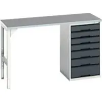 Bott Onderbank verso, linoleumblad, 7 laden, B 1500 x D 600 x H 930 mm, lichtgrijs / antracietgrijs