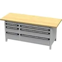OttoKind Otto Kind breed werkbank type 415, multiplexplaat van beukenhout, tot 1.400 kg, B 2004 x D 750 x H 850 mm, staal, centrale vergrendeling, blank aluminium/wit aluminium
