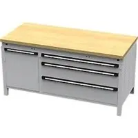 OttoKind Otto Kind Breitfachwerkbank Typ 440, Buche Multiplexplatte, bündig, bis 1400 kg, B 1697 x T 750 x H 850 mm, Stahl, Zentralverschluss, weißaluminium/weißaluminium