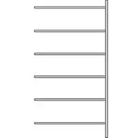 Ssi Legbordstelling R3000, Aanbouwstelling, 6 gecoate legborden, diepte 500 mm, draagvermogen 150 kg, B 1345/1315 x H 2490 mm