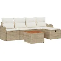 vidaXL Tuinset met 6 zitplaatsen, beige, van polyrotan