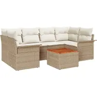 vidaXL Tuinbank Set 7 st 6-Aantal zitplaatsen Beige en Crème
