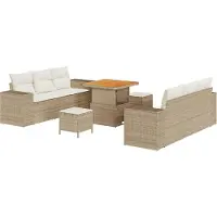 vidaXL Tuinbank Set Beige en Crème Poly Riet