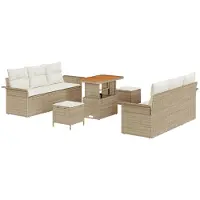 vidaXL - Tuinbank - Set - 9 - st - 8-Aantal - zitplaatsen - Beige - en - Crème