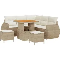 vidaXL Tuinbank Set 8 st 7-Aantal zitplaatsen Beige en Crème