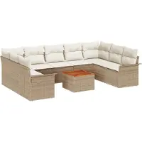 vidaXL Tuinset met 10 stuks, 9 zitplaatsen, beige en crème, van polyrotan