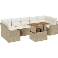 vidaXL Tuinbank Set 8 st Beige Poly rattan