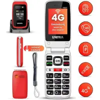 Uniwa Senioren Telefoon Klapbaar GSM - Grote Toetsen en 2.4″ Scherm - Rood - 128MB