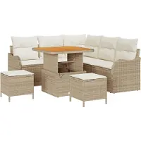vidaXL Tuinbank Set 8 st 7-Aantal zitplaatsen Beige en Crème