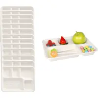 Papstar Wegwerp vakjes borden - 50x stuks - 22 x 28 x 2 cm - suikerriet - biologisch afbreekbaar