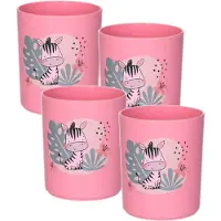 PlasticForte onbreekbare Drinkbekers - 12x - kunststof - 350 ml - oranje - zebra - kinderen - camping - mokken