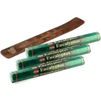 HEM Wierook stokjes in Eucalyptus geur - pak van 60x stokjes - 25 cm - met houder/plankje - huisgeuren