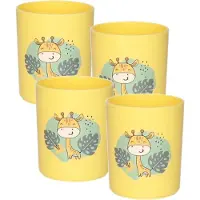 PlasticForte onbreekbare Drinkbekers - 12x - kunststof - 350 ml - geel - giraf - kinderen - camping - mokken