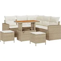 vidaXL Tuinbank Set 9 st 6-Aantal zitplaatsen Beige en Crème