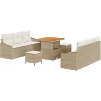vidaXL Tuinset, 9-delig, 8 zitplaatsen, beige