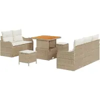 vidaXL Tuinbank Set met kussen met opslag 8 pcs Beige en Crème