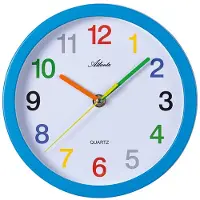 OEM Kinderklok voor aan de muur, met blauwe cijfers en een kleurrijk design, met geluidseffecten - 4352-5