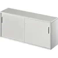 Schäfer Shop Bijzetkast TETRIS SOLID, 2 ordnerhoogten, op bureautafelhoogte, B 1600 mm, 25 mm afdekplaat, lichtgrijs/blank aluminium