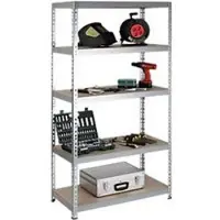 SZ Metall Legbordstelling - zware belasting - complete stelling - met 5 legborden - B 920 x D 300 x H 2000 mm - gegalvaniseerd