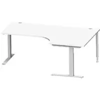 Schäfer Shop hoekbureau MODENA FLEX 90°, C-voet rechthoekige buis, B 2000 mm, bevestiging rechts, wit/wit aluminium