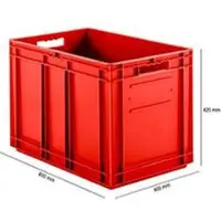 Ssi Stapelbak Eurobox serie EF 6420 - PP - L 600 x B 400 x H 420 mm - 83,8 l - gesloten wanden - open handgrepen - rood