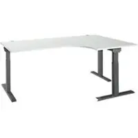 Schäfer Shop ERGO-T 2.0 hoekbureau, 90° hoek, aanbouw rechts, T-voet, B 2000 x D 1200/800 x H 675-895 mm, lichtgrijs/antraciet