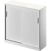 Schäfer Shop Schuifdeurkast TETRIS SOLID, 3 ordnerhoogten, 2 legborden, B 1200 mm, 19 mm afdekplaat, wit/blank aluminium