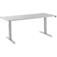 Schäfer Shop bureau LOGIN, elektrisch in hoogte verstelbaar, rechthoekig, T-poot, B 1800 x D 800 x H 645-1290 mm, aluminium lichtgrijs/wit