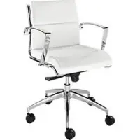 Leyform Bureaustoel ORIGAMI, leren bekleding, wipmechanisme, met armleuningen, halfhoge rugleuning, wit