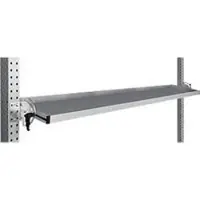 Manuflex kantelbare opbergconsole, voor de serie Universal of Profi, bruikbare diepte 195 mm, voor tafelbreedte 1750 mm, aluminium zilver