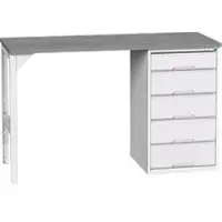Bott Onderbank verso, linoleumblad, 5 laden, B 1500 x D 600 x H 930 mm, lichtgrijs