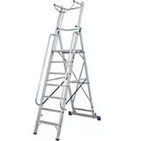 Krause Aluminium trapladder, met groot platform, met veiligheidsbeugel en ketting, 4 treden