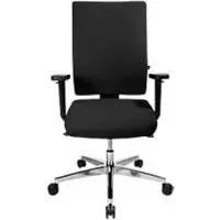 Topstar Bureaustoel PROFI STAR 15 hoog, met armleuningen, synchroonmechanisme, vlakke zitting, ergonomische rugleuning, zwart/alusisch zilver