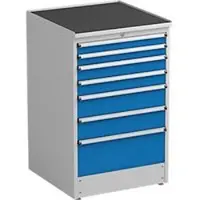 Treston Ladekast , 7 laden, afsluitbaar, B 715 x D 715 x H 1100 mm, staal, lichtgrijs RAL 7035/blauw RAL 5007