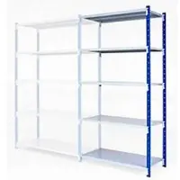 MANORGA Universele boutloze legbordstellingen, aanbouwdeel, 5 stalen legborden, max. belasting 200 kg, B 1250 x H 2000 x D 500 mm.