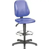BIMOS Werkstoel 9651, kunstleer, glijders, voetenring, blauw