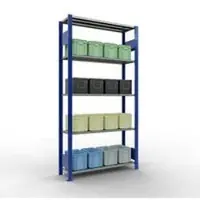Schulte Legbordstelling MULTIplus150 - 5 legborden - L 2000 x B 300 x H 2000 mm - draagvermogen 150 kg - gentiaanblauw RAL 5010